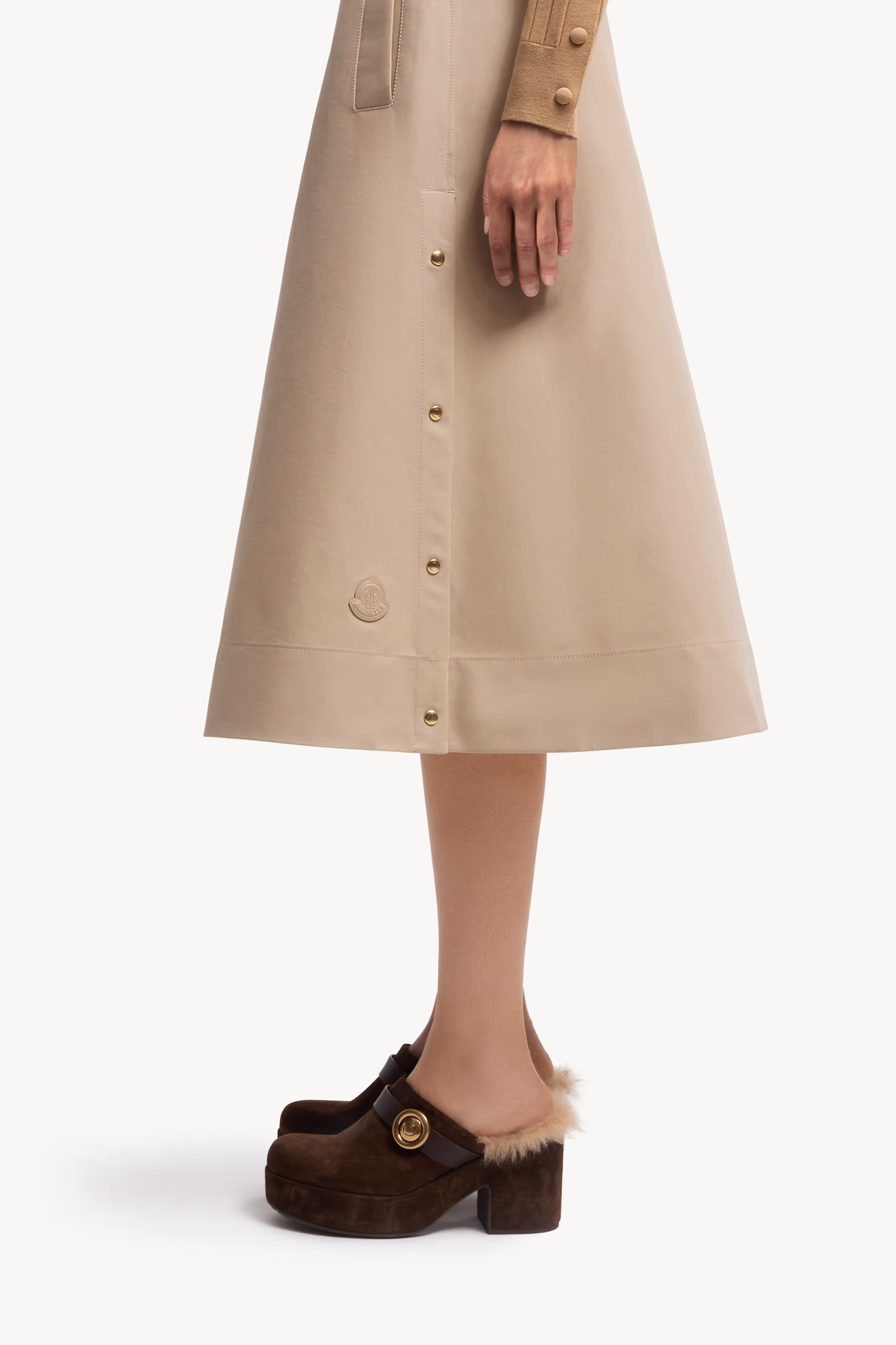 Cotton Midi Skirt Women Beige Moncler 4